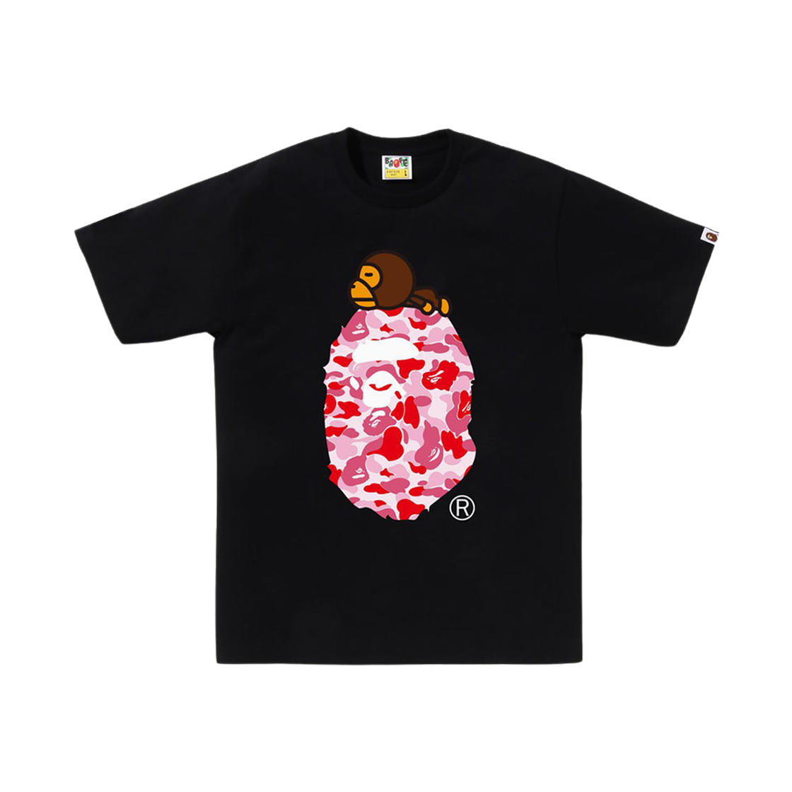 - BAPE ABC Camo Milo on Big Ape T-Shirt Black Pink - 대표 이미지 #1