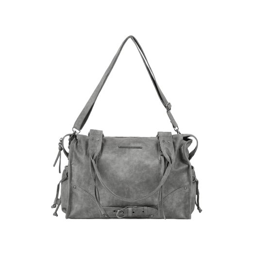 F25QE990GR Fancy Club Belted Washing Leather Bag Gray
