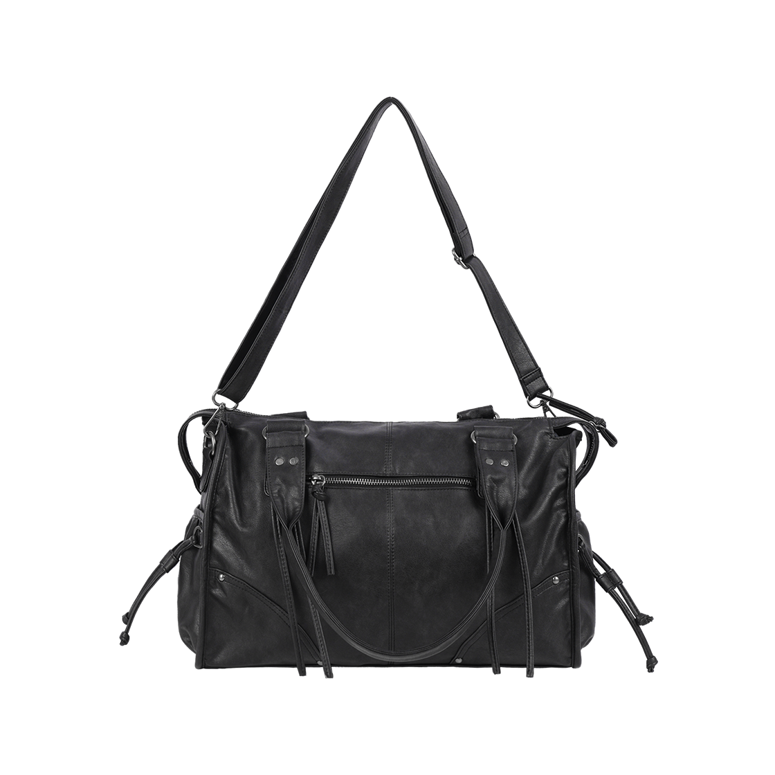 F25QE990BK Fancy Club Belted Washing Leather Bag Black - #2