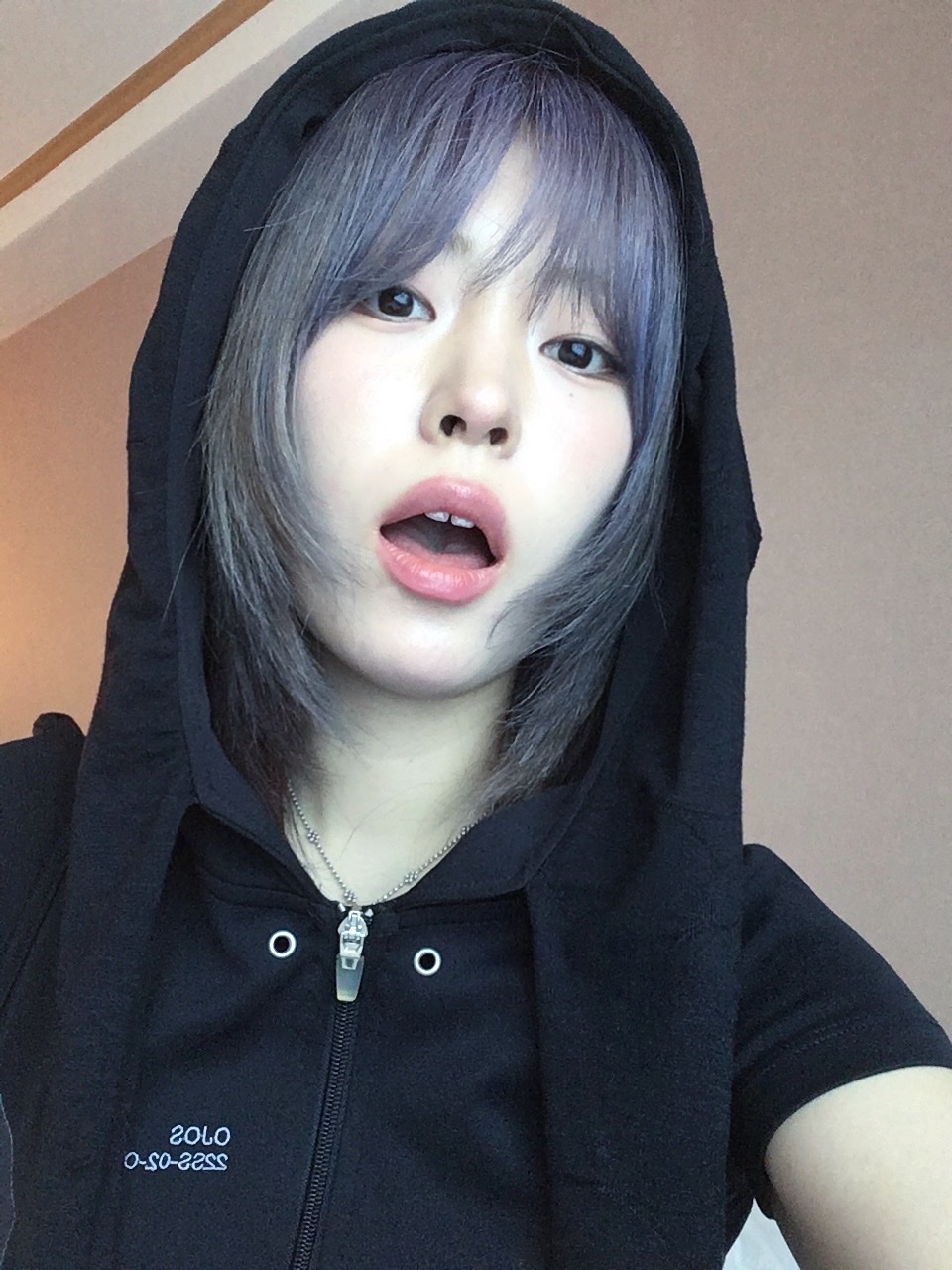 오호스 패널드 크롭 쉘 자켓 웜 그레이 착용 스타일 - 4