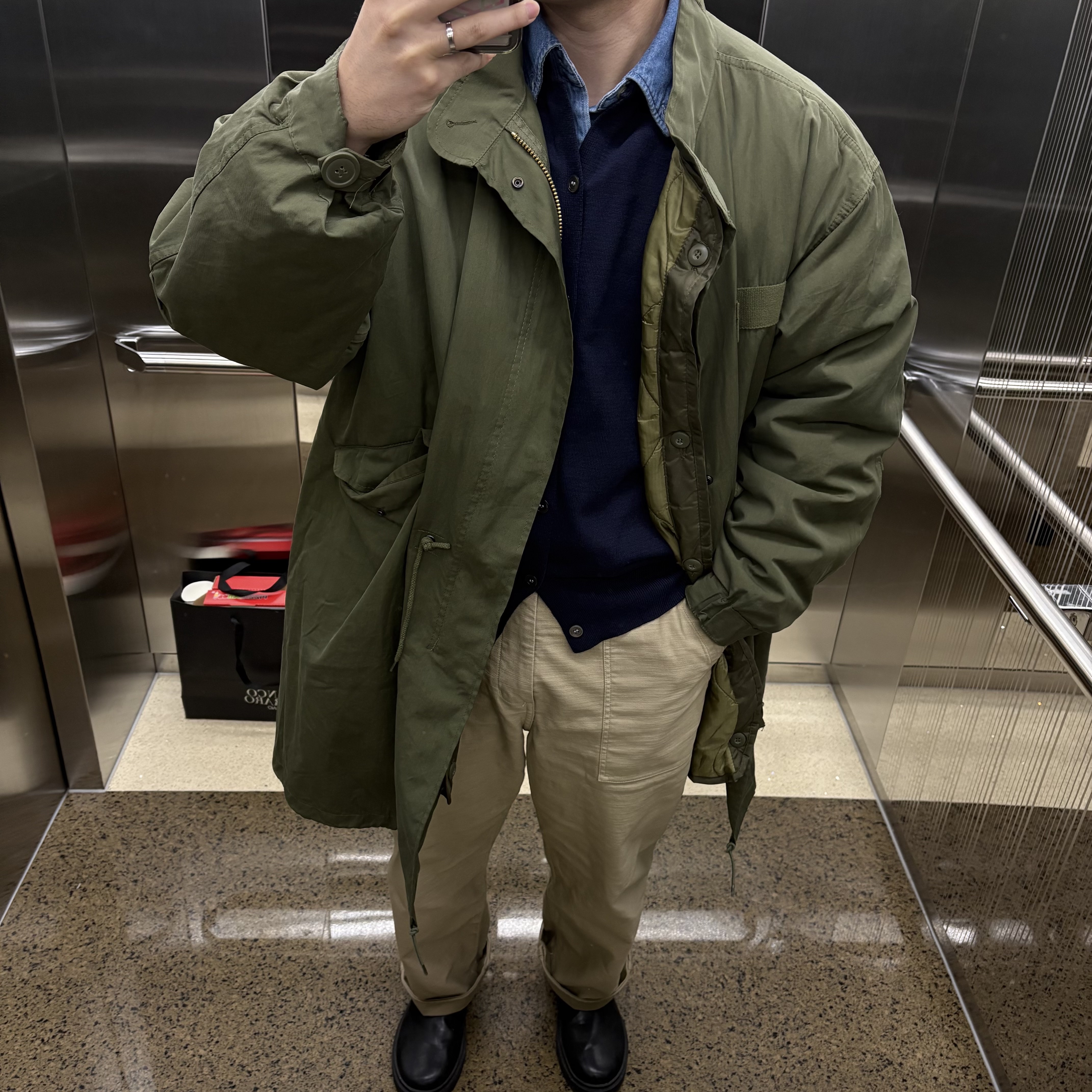 Military Surplus US M65 Fishtail Parka Olive Drab 착용 스타일