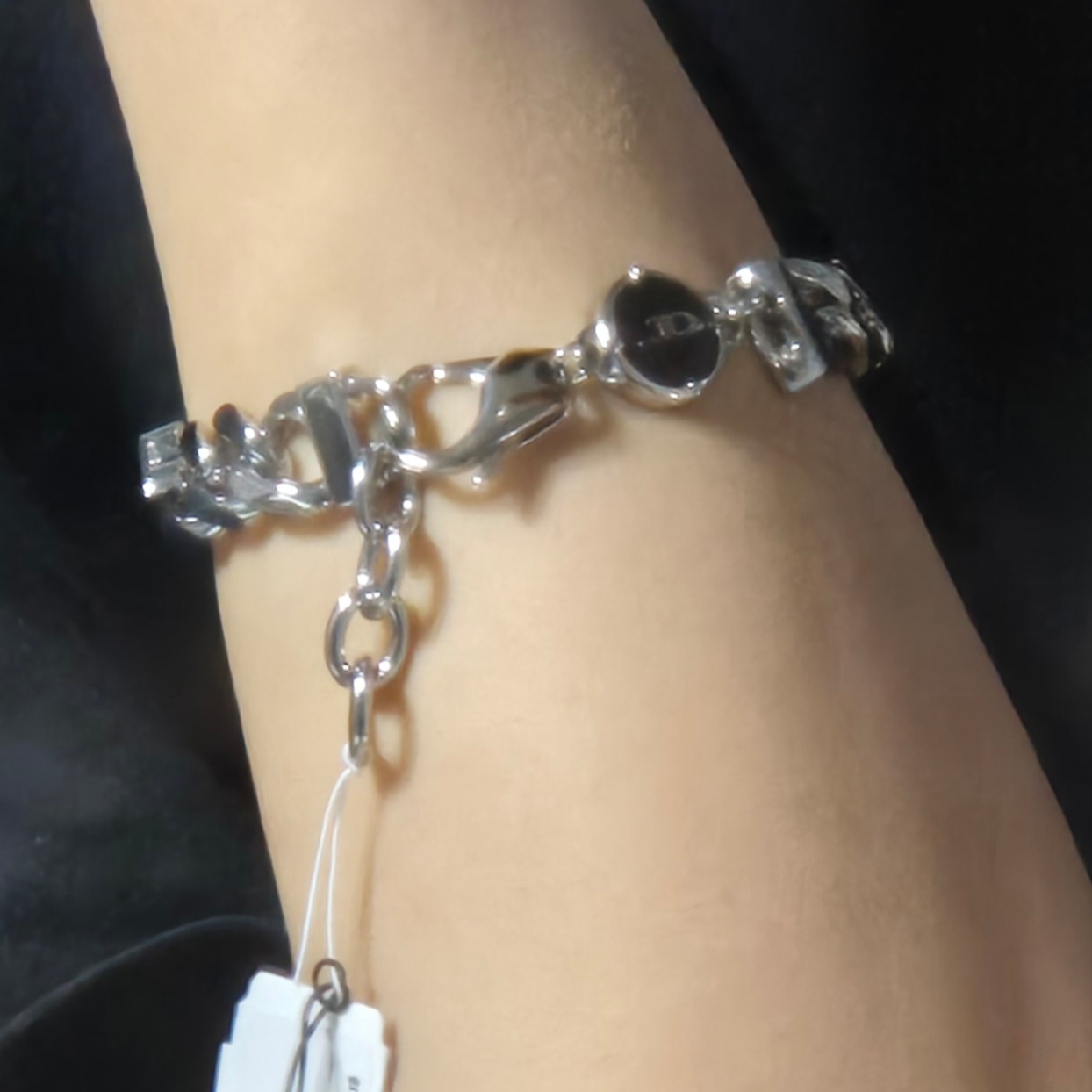 Diesel Dx1351 Stainless Steel Chain Bracelet Silver 착용 스타일 - 1