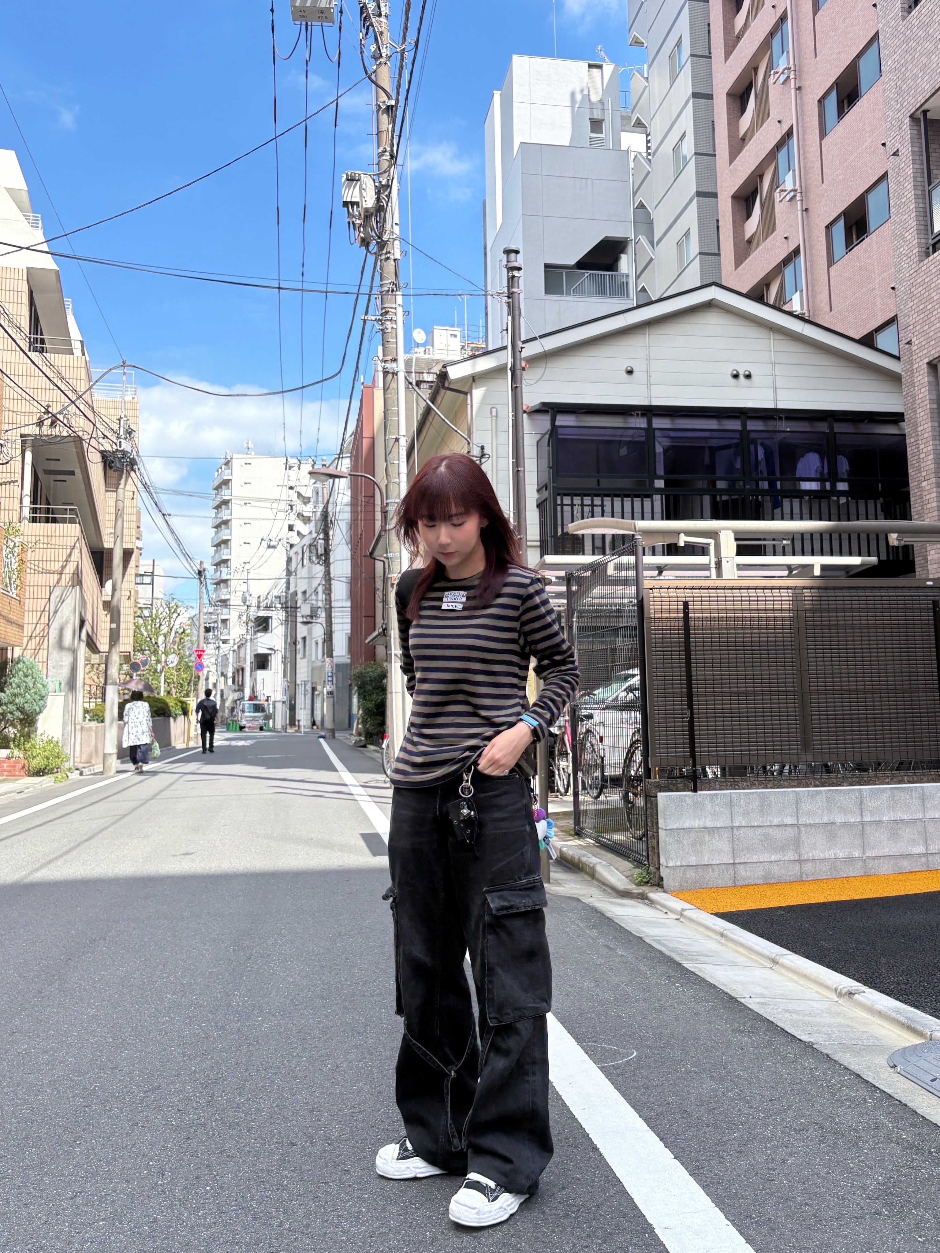 Huey Stripe Border Tee Navy, Human Made Backpack Gray 착용 스타일 - 1