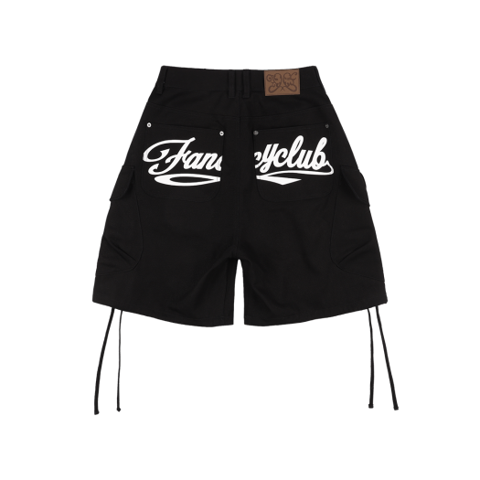 F25QD889BK Fancy Club Cargo Lettering Bermuda Pants Black