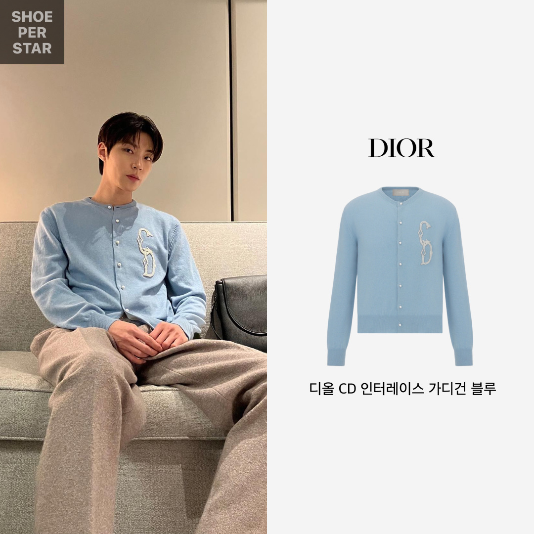 Dior CD Interlaced Cardigan Blue 착용 스타일 - 2
