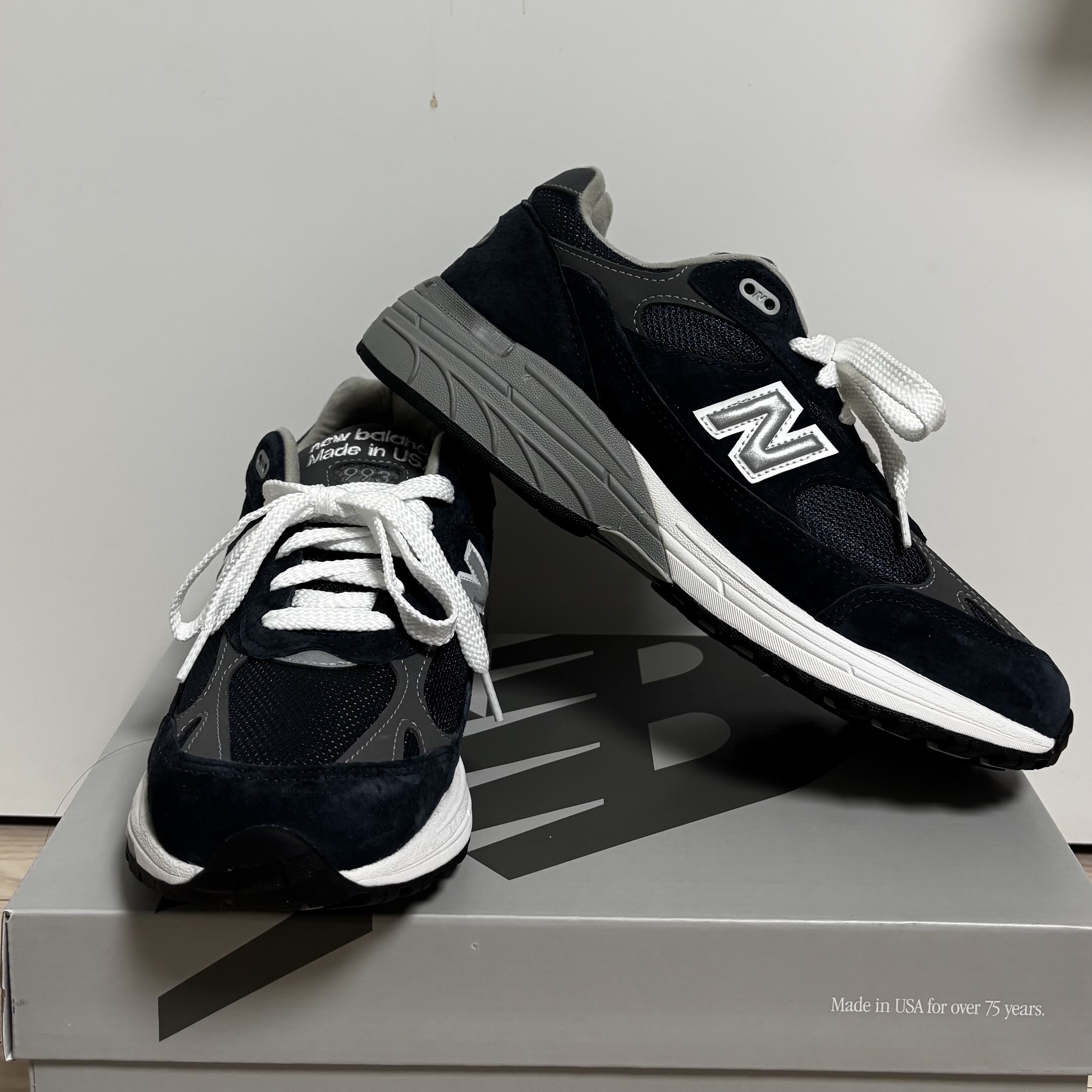 New Balance 993 Made in USA Navy - D Standard 착용 스타일 - 3