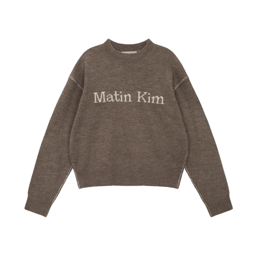 마뗑킴 컬러 라인 포인트 로고 니트 풀오버 블랙 | Matin Kim