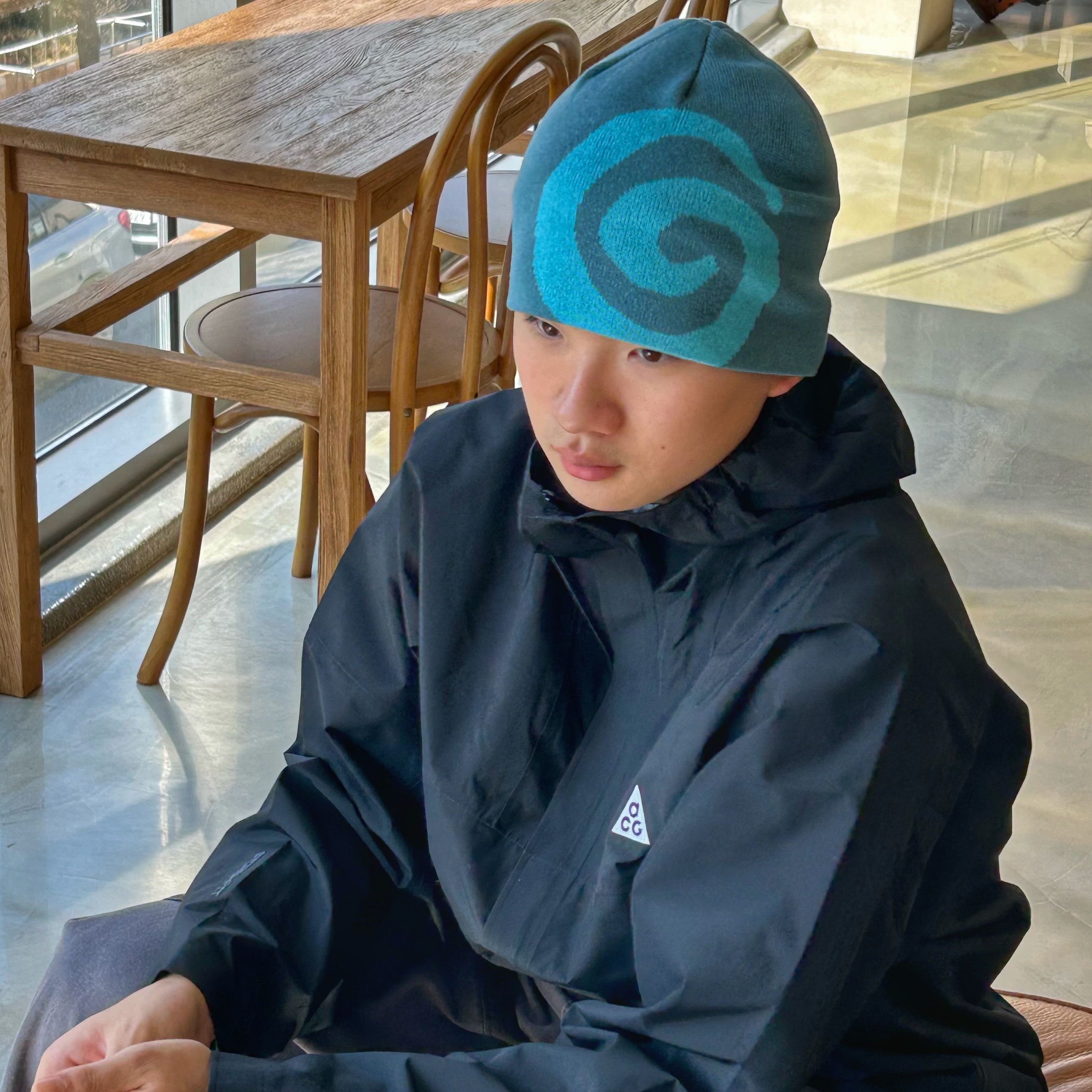 Nike ACG Storm-Fit ADV Cascade Rains Full Zip Jacket Black - Asia, Ostrya Merino Swirl Beanie Glacialis - 24FW 착용 스타일 - 3