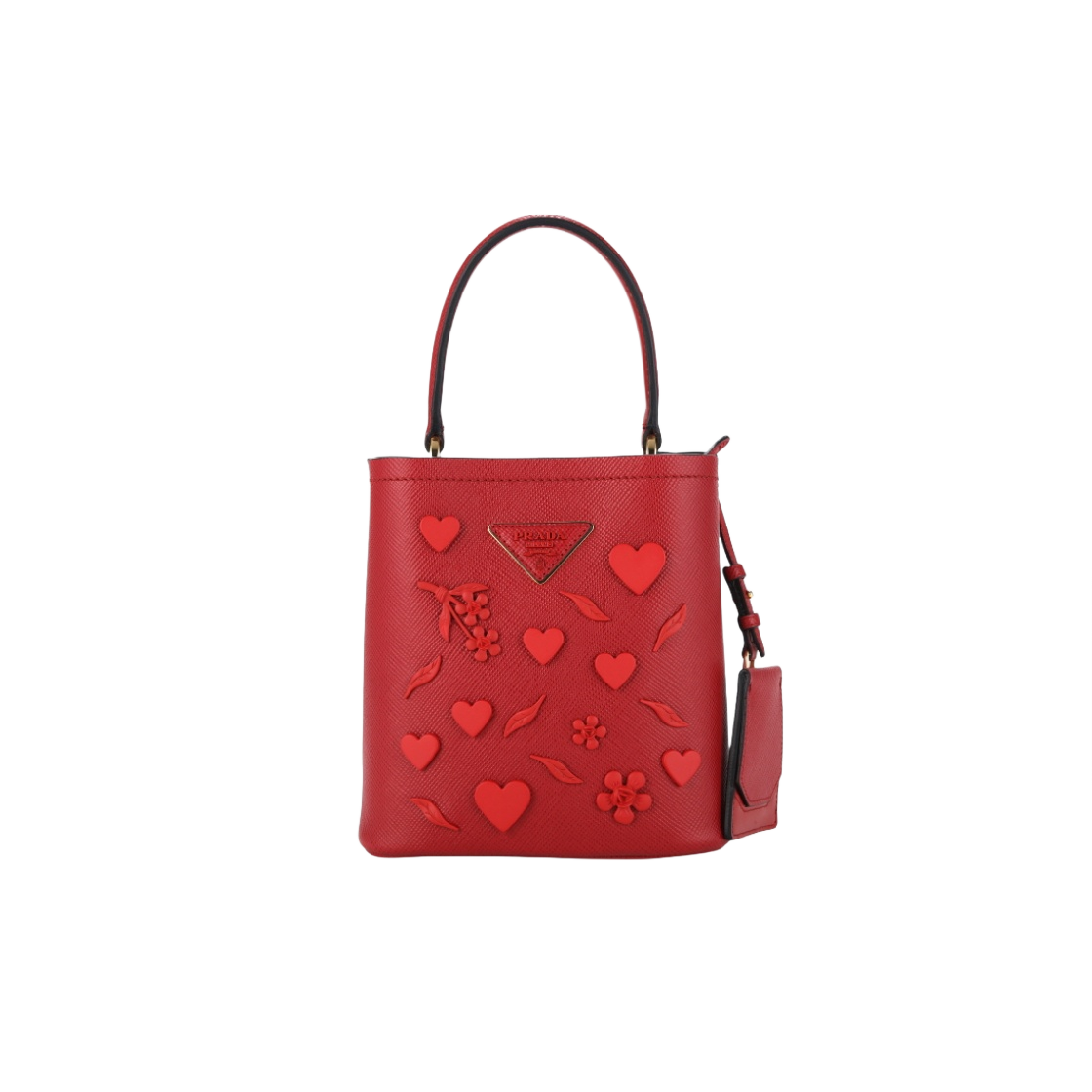 프라다 스몰 사피아노 레더 하트 파니에백 파이어리 레드(Prada Small Saffiano Leather Heart Panier Bag Fiery Red) - 1