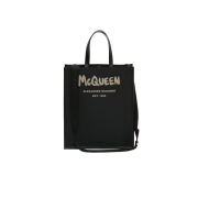 Alexander McQueen Graffiti Edge Tote Bag Black Off White
