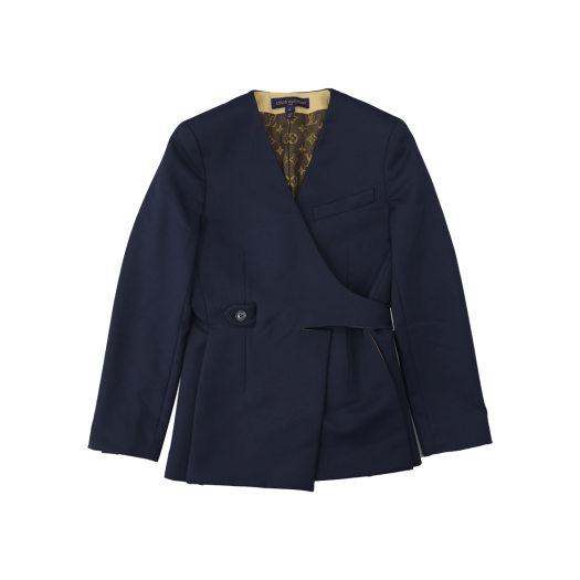 1AFLKV Louis Vuitton Technical Gabardine Wrap Blazer Dark Marine
