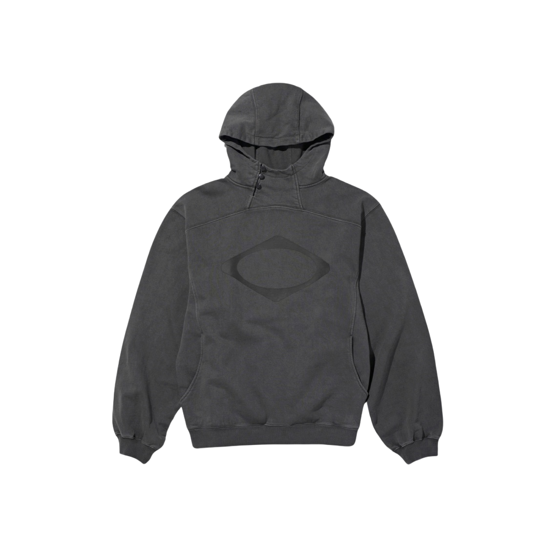 mschf SIDE BUTTON UP CROP HOODIE GREY