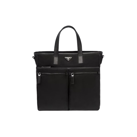 Prada Re-Nylon and Saffiano Leather Tote Bag Black