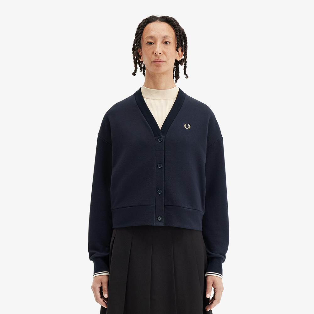 프레드페리 우먼스 팁 스웻셔츠 가디건 네이비(Fred Perry Womens Tipped Sweatshirt Cardigan Navy) - 2