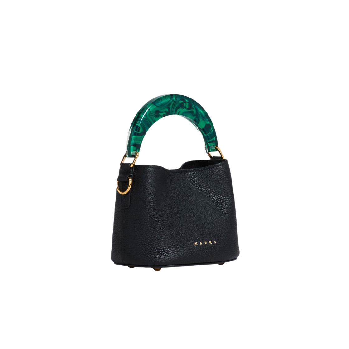 마르니 레더 베니스 미니 버킷백 블랙 스페리컬 그린(Marni Leather Venice Mini Bucket Bag Black Spherical Green) - 2