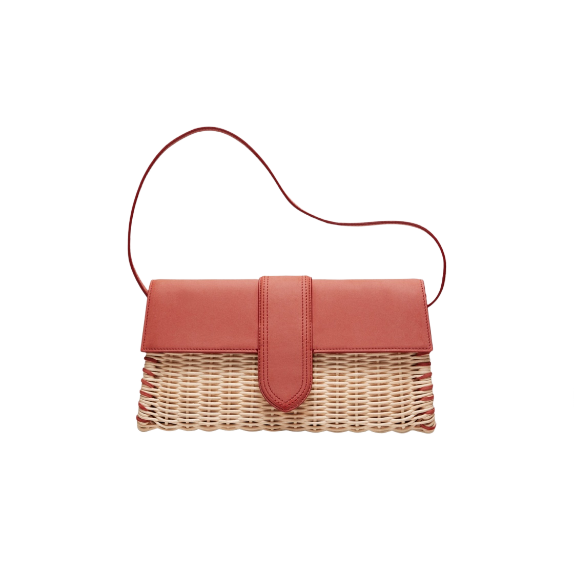자크뮈스 르 밤비노 롱 오시에 위커 플랩 백 다크 레드(Jacquemus Le Bambino Long Osier Wicker Flap Bag Dark Red) - 1