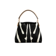 Tod's Messenger Tote Bag in Pony-Skin Effect Leather Micro White Black