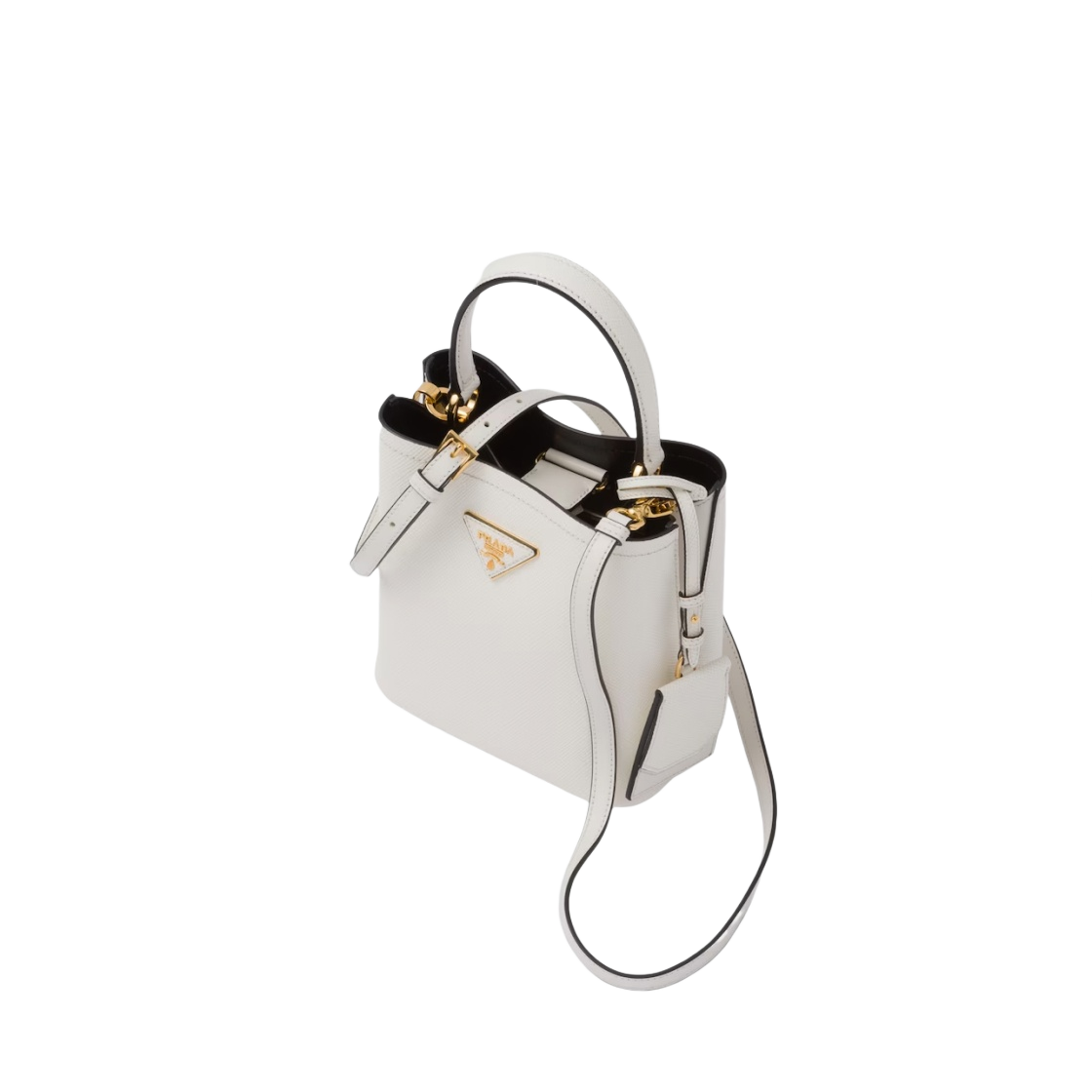 프라다 스몰 사피아노 레더 파니에백 화이트 블랙(Prada Small Saffiano Leather Paneer Bag White Black) - 2