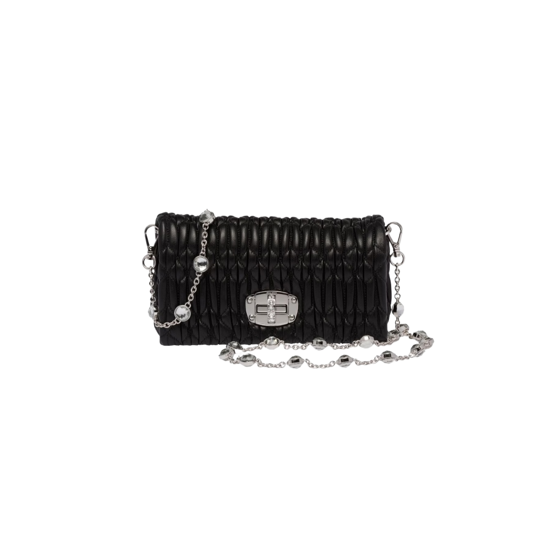 미우 미우 크리스탈 나파 레더 앤 크리스탈 미니백 블랙(Miu Miu Crystal Nappa Leather and Crystal Mini Bag Black) - 1