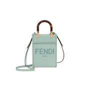 Fendi Sunshine Mini Leather Shopper Bag Mint Green