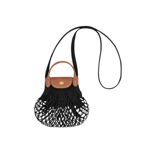 10139HVH001 Longchamp Le Pliage Filet Crossbody Bag XS Black