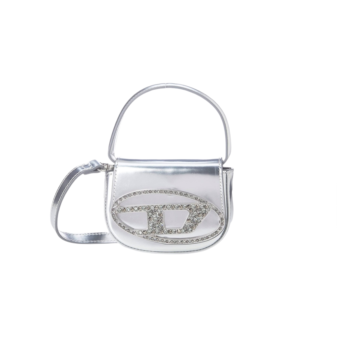 디젤 1DR 미니백 인 미러드 레더 실버