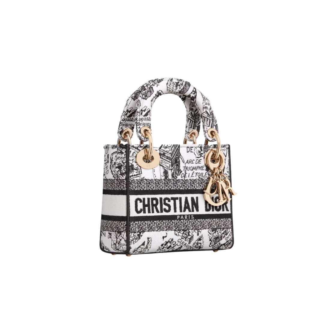 디올 미니 레이디 D 라이트 백 플랜 드 파리 자수 화이트 블랙(Dior Mini Lady D Lite Bag Plan De Paris Embroidery White Black) - 2
