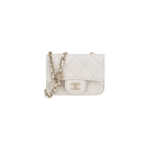 Chanel Classic Belt Bag Grained Calfskin & Gold White
