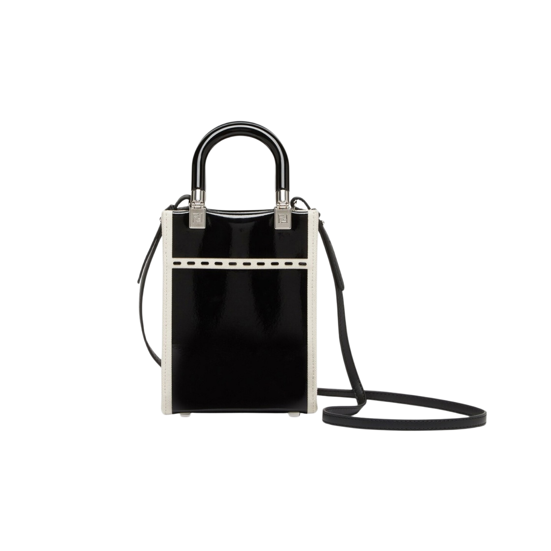 펜디 미니 선샤인 쇼퍼 페이턴트 레더 캔버스 백 블랙(Fendi Mini Sunshine Shopper Patent Leather Canvas Bag Black) - 3