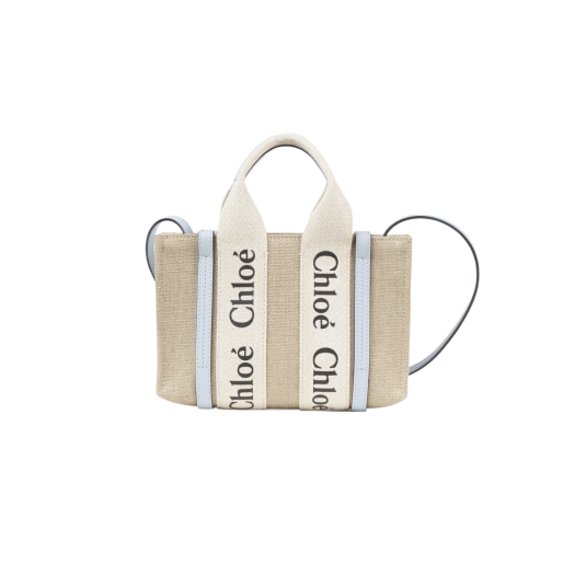 Chloe Woody Mini Tote Bag White Blue