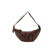 Lemaire Large Croissant Bag Coated Linen Canvas Chocolate Fondant