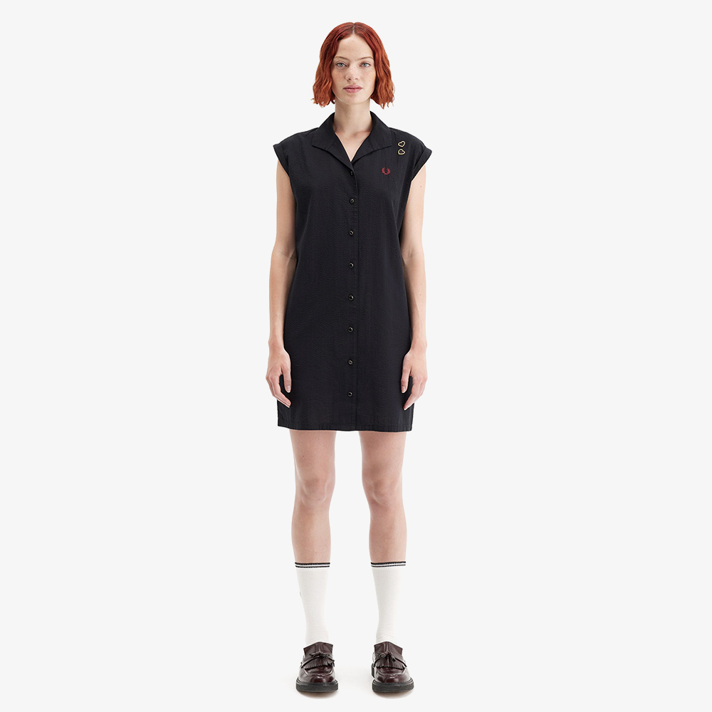프레드페리x에이미와인하우스 오픈 칼라 셔츠 드레스 블랙(Fred PerryxAmy Whinehosue Open Collar Shirt Dress Black) - 2