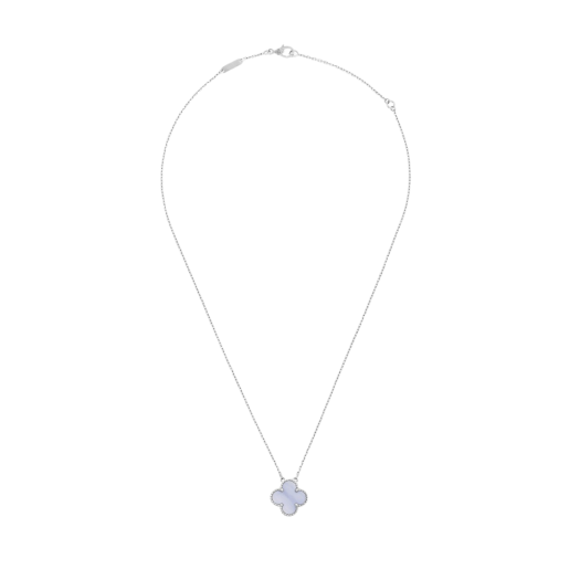 (W) Van Cleef & Arpels Vintage Alhambra Pendant White Gold Chalcedony