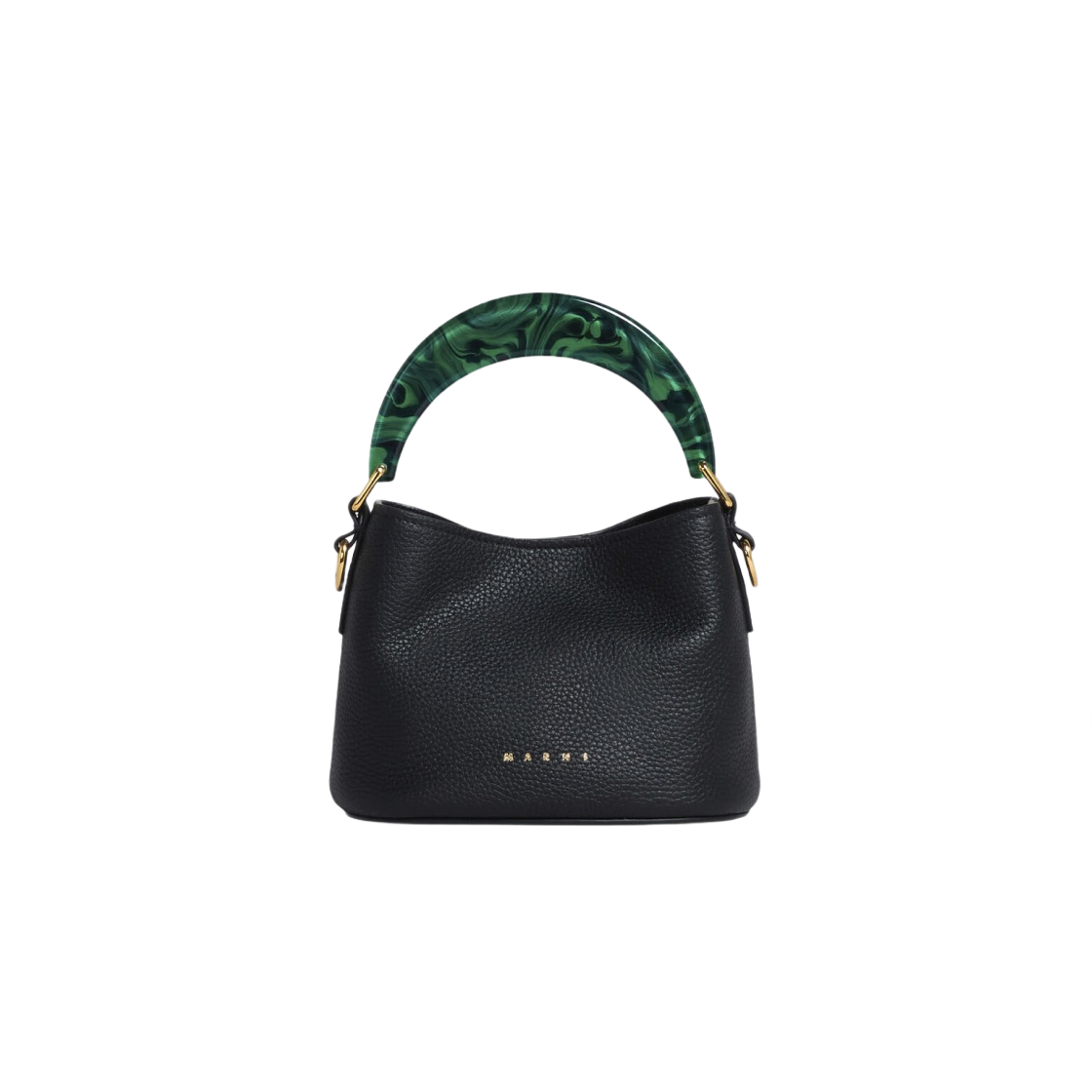 마르니 레더 베니스 미니 버킷백 블랙 스페리컬 그린(Marni Leather Venice Mini Bucket Bag Black Spherical Green) - 1