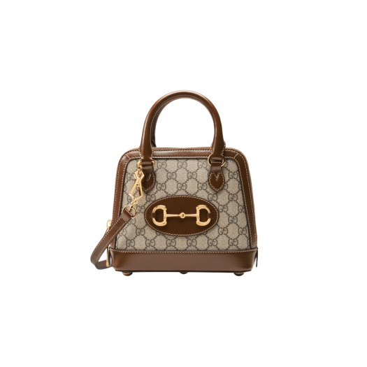 Gucci Horsebit 1955 Mini Top Handle Bag Beige Ebony Dark Brown