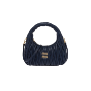 Miu Miu Wander Matelasse Nappa Leather Mini Hobo Bag Baltic Blue