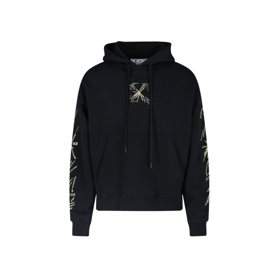 OMBB085S23FLE0021017 Off-White Splash Arrow Skate Hoodie Black Beige - 대표 이미지 #1