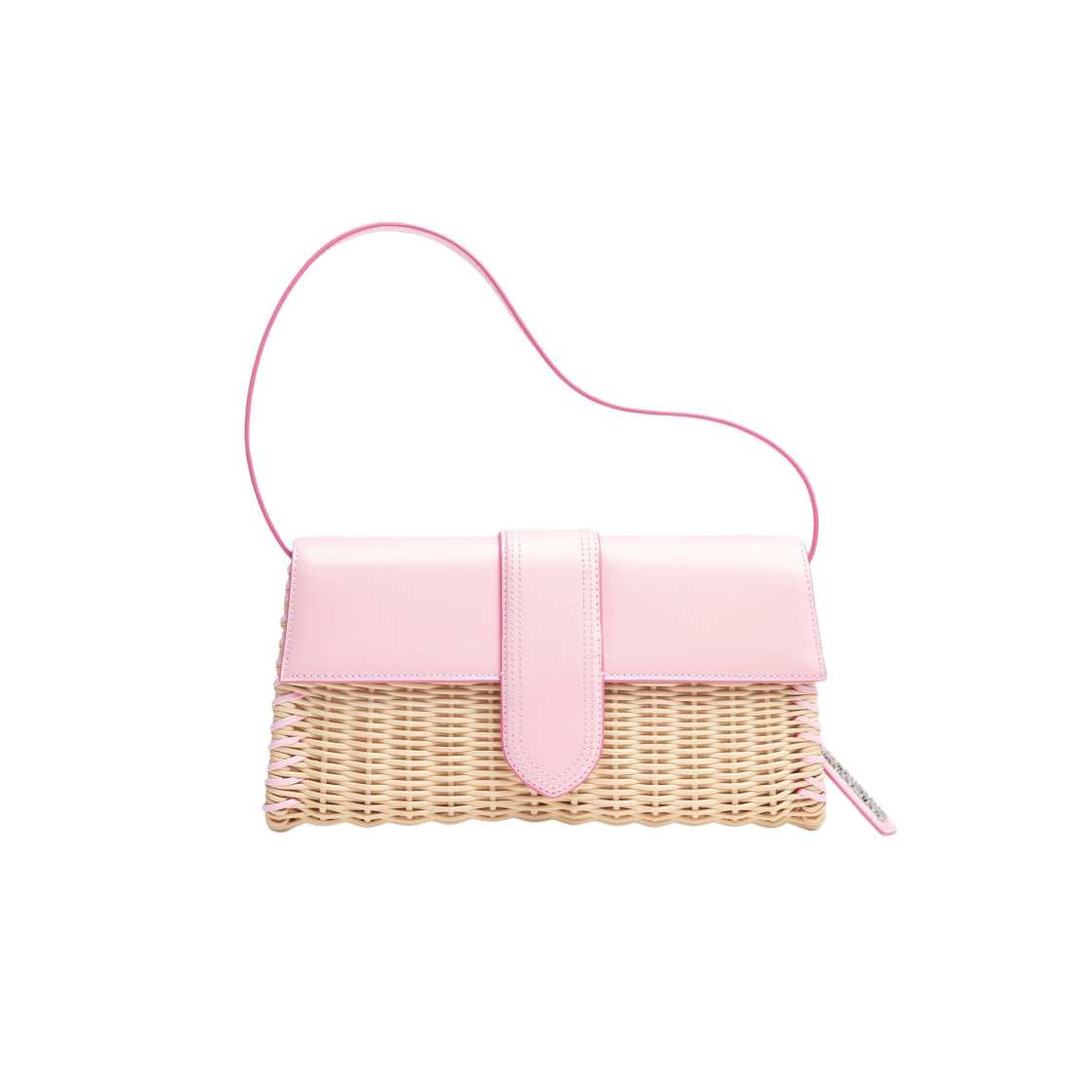 자크뮈스 르 밤비노 롱 오시에 위커 플랩 백 페일 핑크(Jacquemus Le Bambino Long Osier Wicker Flap Bag Pale Pink) - 1