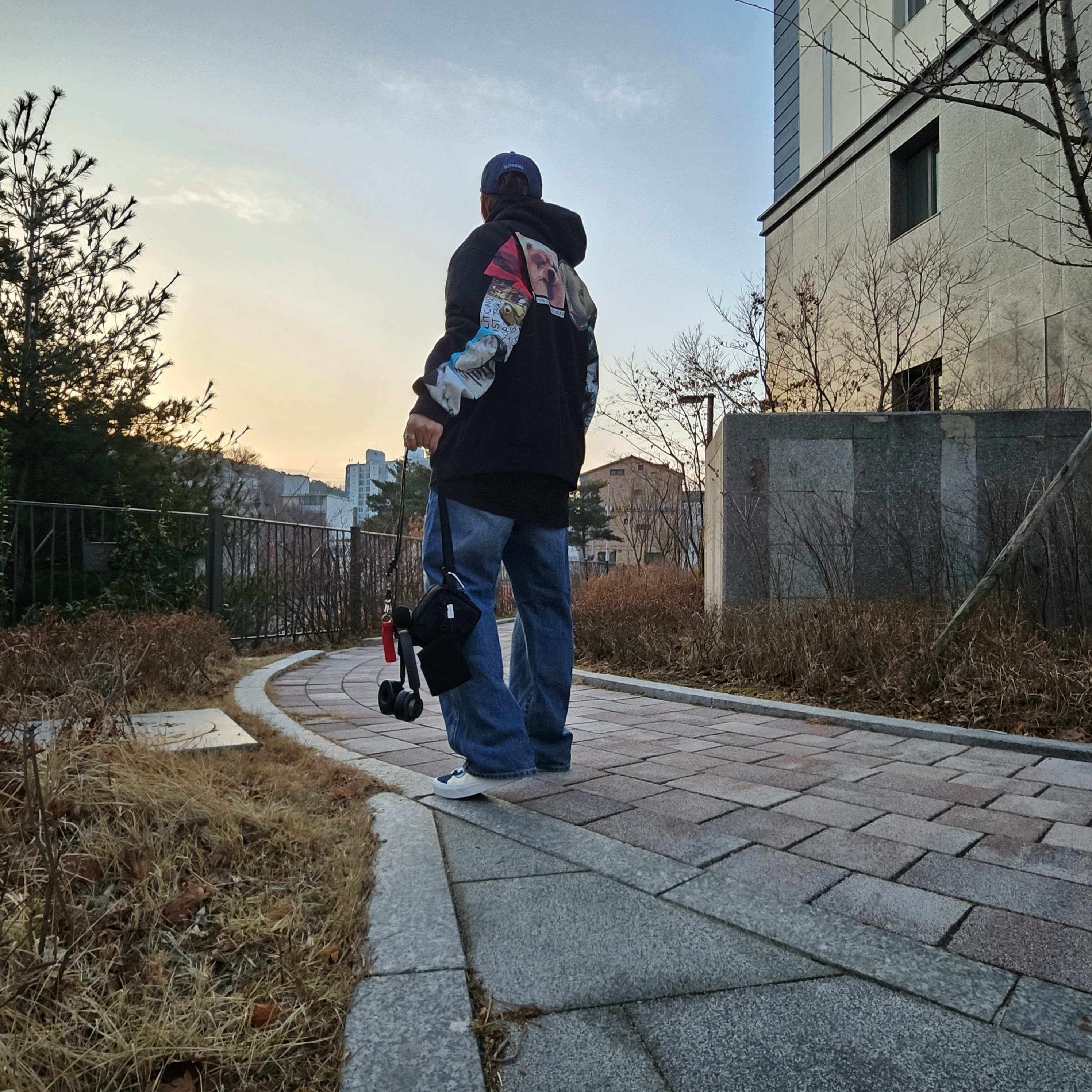 휴먼 메이드 하트 카라비너 실버, 스투시 SS 링크 스터드 벨트 블랙 착용 스타일 - 3