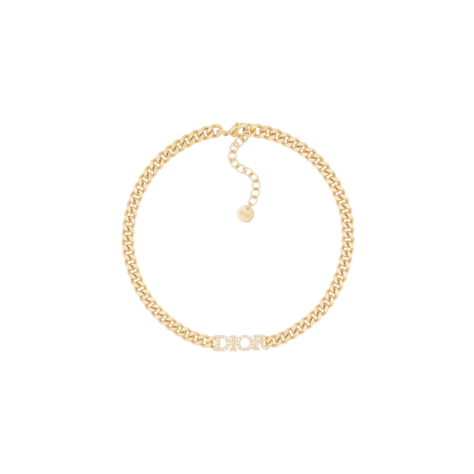 (W) Dior Dio(r)evolution Choker Gold Finish Metal White Crystals