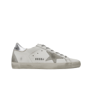 (W) Golden Goose Superstar White Silver Heel Tab Sneakers