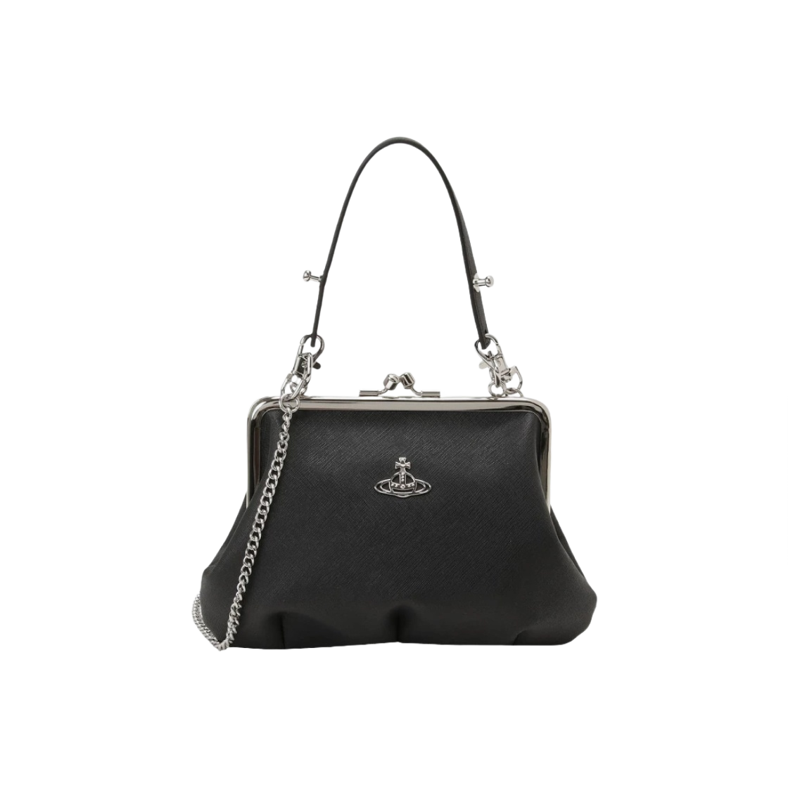 52020003-S000B-N401 Vivienne Westwood Saffiano Biogreen Granny Frame Purse Black