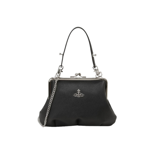 Vivienne Westwood Saffiano Biogreen Granny Frame Purse Black