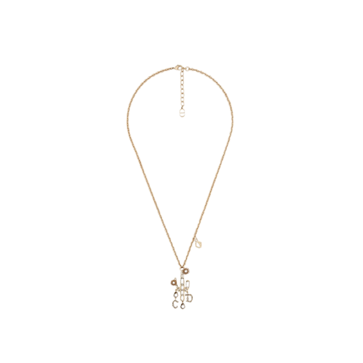 Dior x Cactus Jack Pendant Necklace Gold Finish Brass & White Crystals