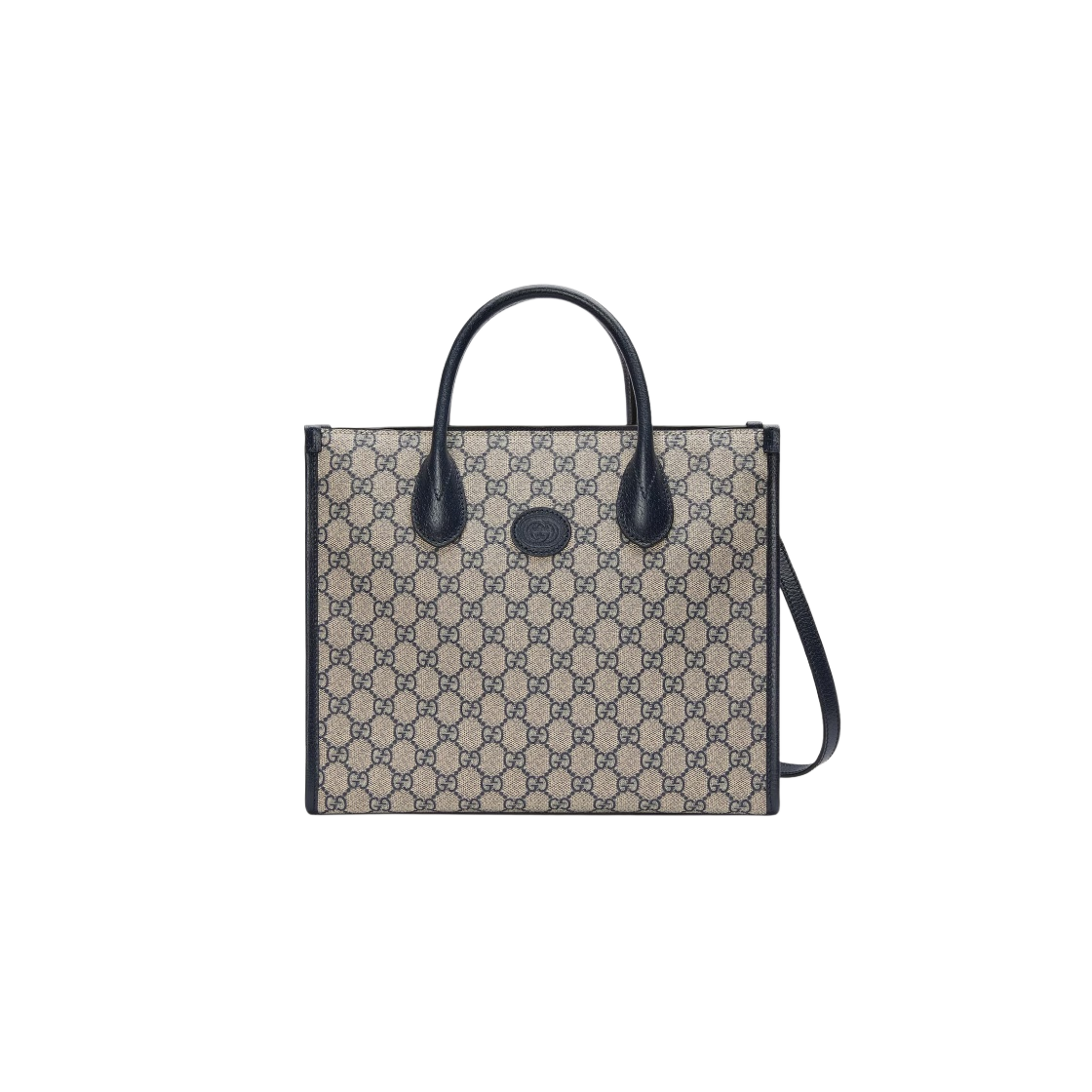 구찌 스몰 토트백 인터로킹 G 베이지 블루 GG 슈프림(Gucci Small Tote Bag with Interlocking G Beige Blue GG Supreme) - 1