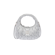 Miu Miu Wander Matelasse Nappa Leather Mini Hobo Bag Silver