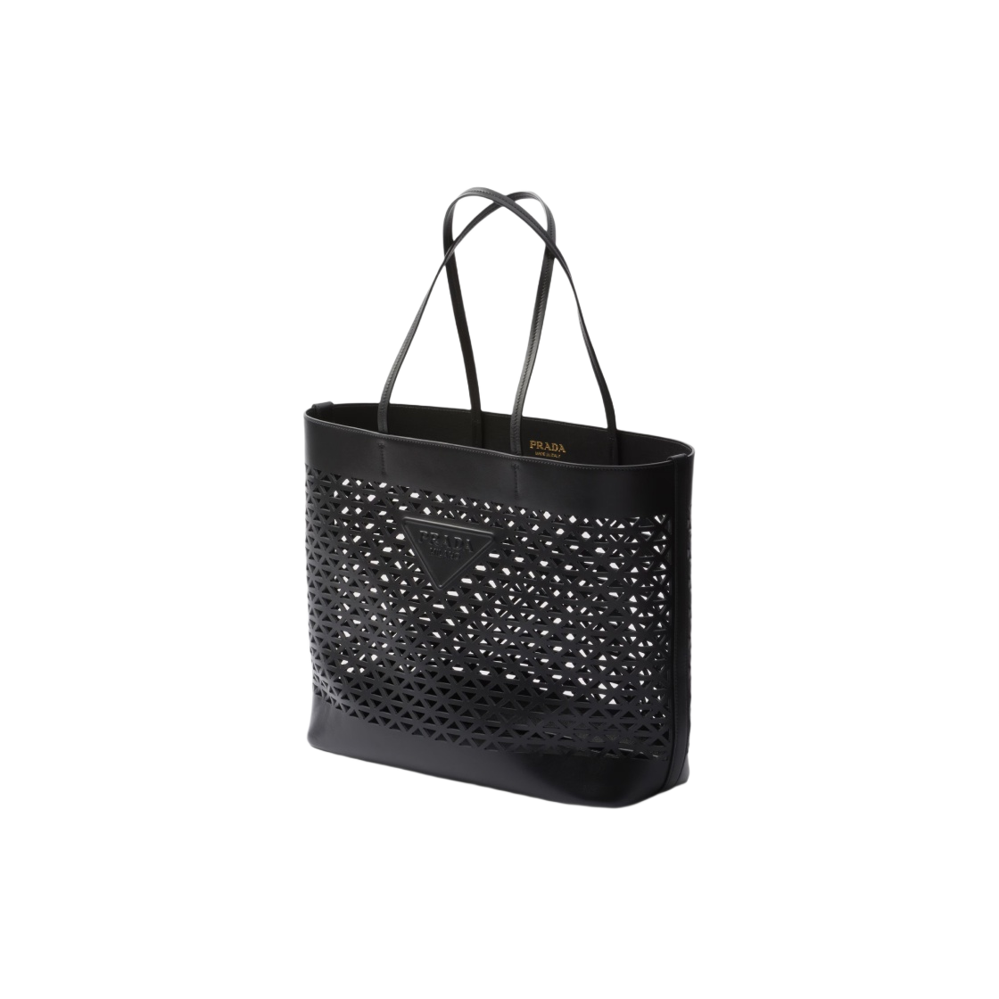 프라다 퍼포레이티드 라지 레더 토트백 블랙(Prada Perforated Large Leather Tote Bag Black) - 2