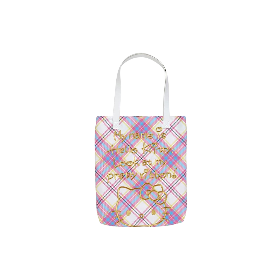 36465-7 Sanrio Hello Kitty 50th Anniversary Dress Tartan Series Tote Bag Pink