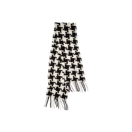 Acne Studios HoundStooth Alpaca Fringe Scarf White Black