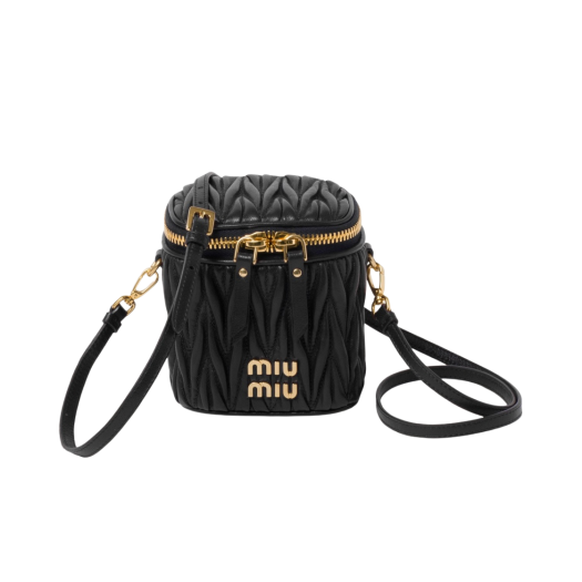 Miu Miu Matelasse Nappa Leather Mini Pouch Black
